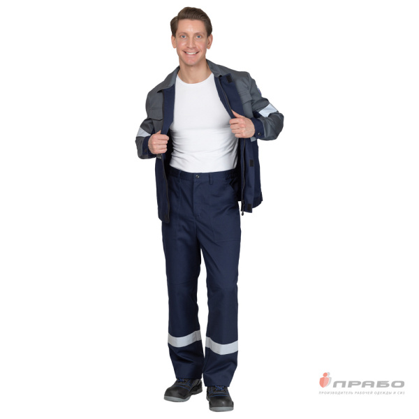 Костюм антистатический мужской "Вираж-Антистат М" тёмно-синий/тёмно-серый (куртка и брюки)