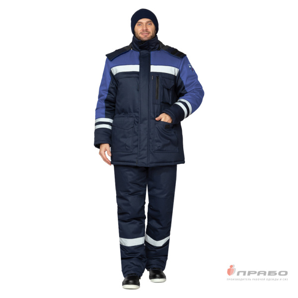 Куртка антистатическая мужская утеплённая "Антистат" тёмно-синий/светлый василёк