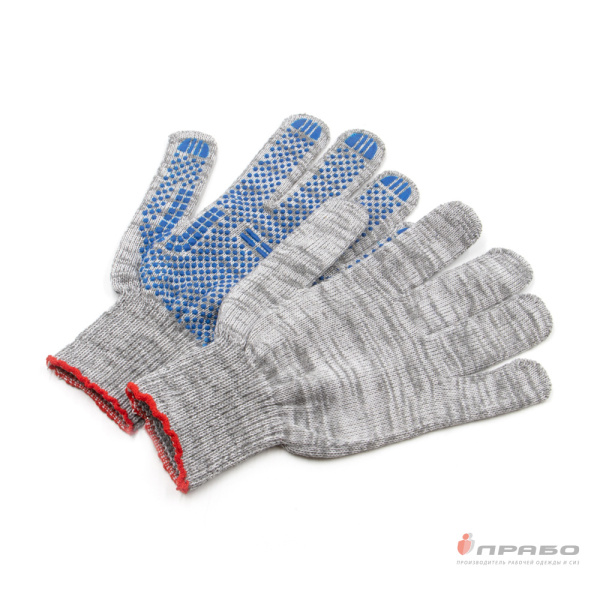 Перчатки х/б с ПВХ-покрытием "Точка" (10 класс) Люкс серый меланж