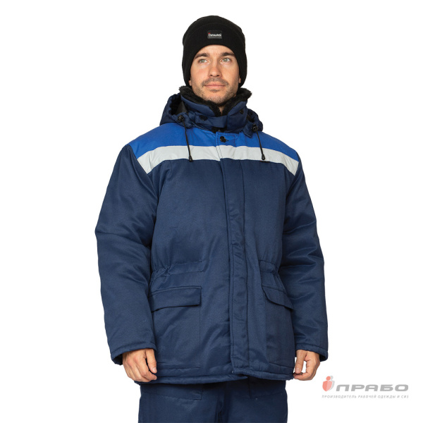 Куртка мужская утеплённая "Бригадир-М СОП" тёмно-синий/василёк