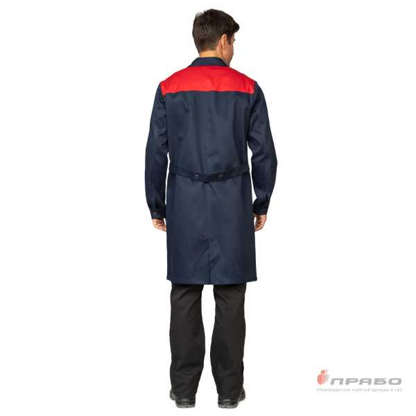 Халат мужской "Рейнир" тёмно-синий/красный