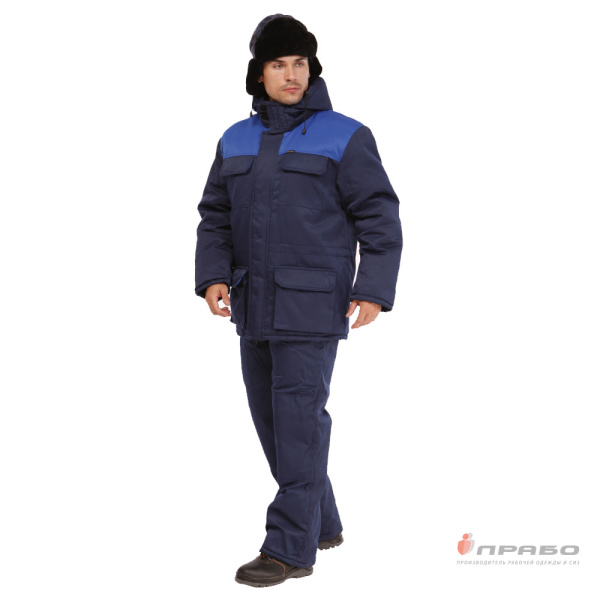 Костюм мужской утеплённый "Буря" синий/василёк (куртка и полукомбинезон)