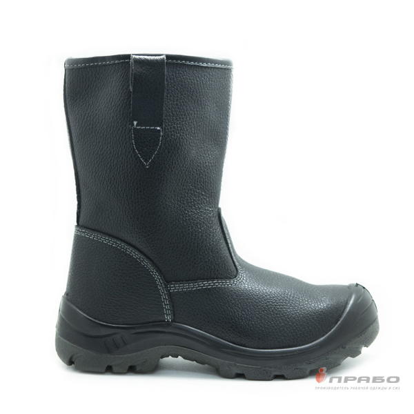 Сапоги утеплённые кожаные с подошвой ПУ/ТПУ и МП чёрные