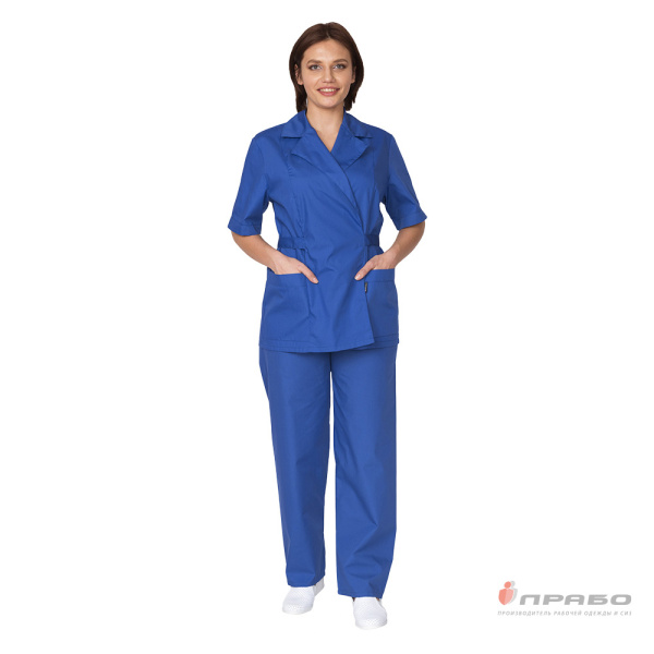 Костюм женский "Василина" василёк (блузон и брюки) для медработников