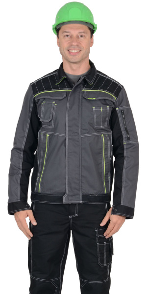 Куртка СИРИУС-ПРЕСТИЖ кор., т.серая с лимонным кантом