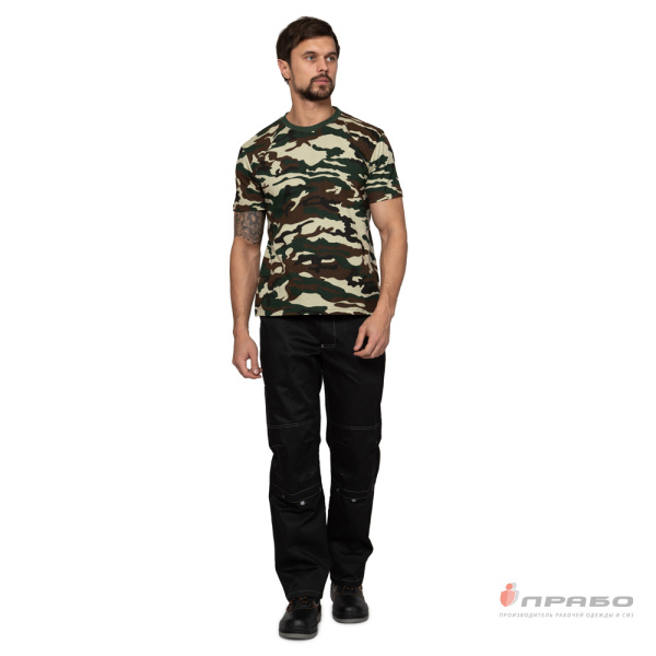 Футболка трикотажная камуфляжная лес