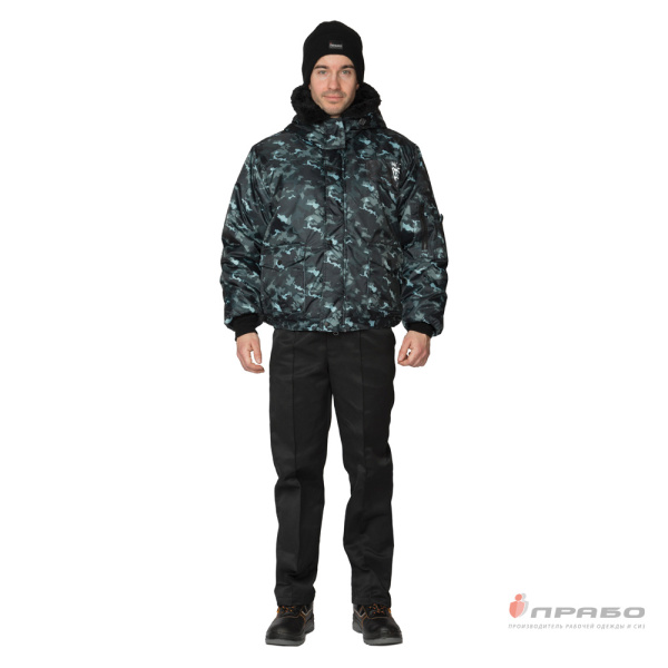 Куртка мужская утеплённая с капюшоном "Альфа" КМФ город серый