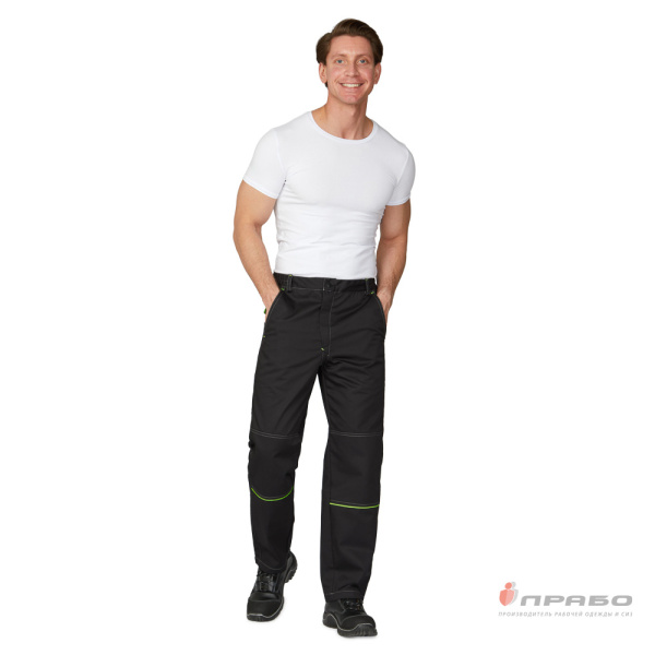 Брюки мужские "Эко-Босс" чёрные/лимонные