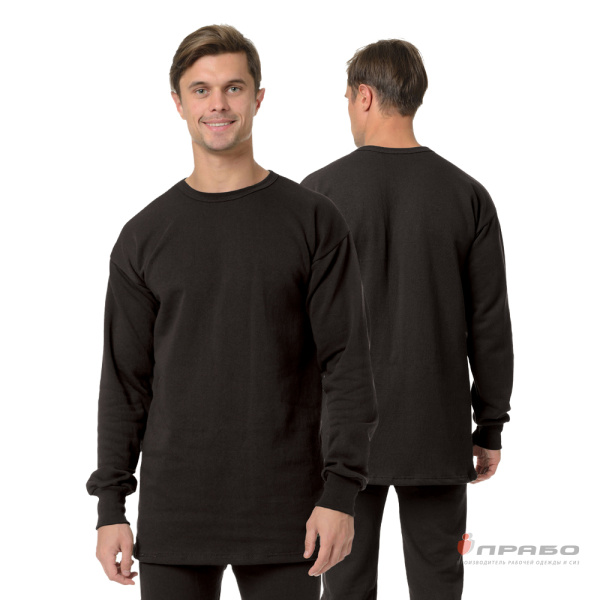 Белье утеплённое трикотажное чёрное, 200 г/м² (фуфайка)