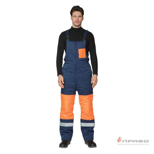 Костюм мужской утеплённый "Трасса" оранжевый/тёмно-синий (куртка и полукомбинезон)