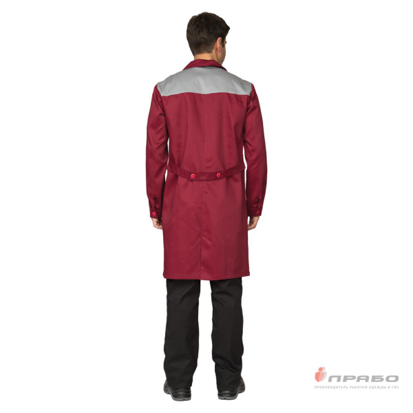 Халат мужской "Рейнир" бордовый/светло-серый