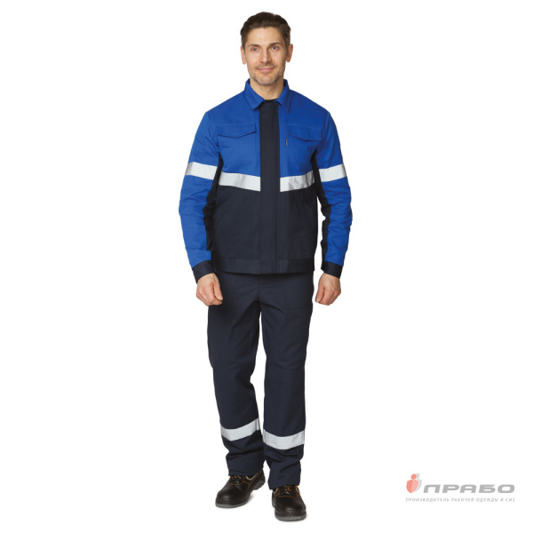 Костюм мужской "Вираж" тёмно-синий/василёк (куртка и брюки)
