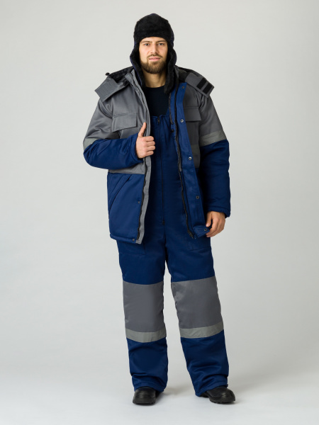 Костюм зимний Профи-Норд (тк.Смесовая,250) п/к, т.синий/серый