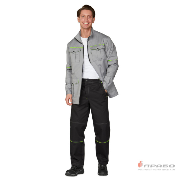 Куртка мужская "Эко-Босс" светло-серая/лимонная