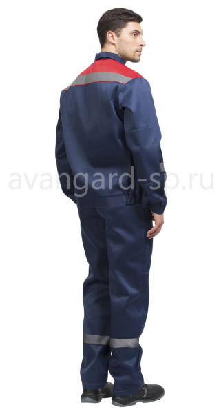 Костюм мужской рабочий летний "Тимбер" синий-красный с брюками