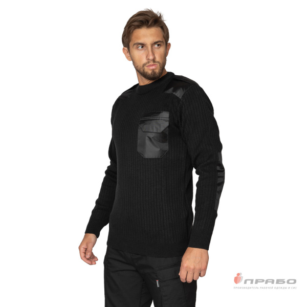 Джемпер форменный для сотрудников охранных предприятий чёрный с круглым вырезом