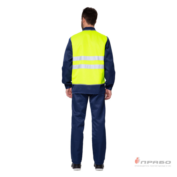 Жилет сигнальный "Спектр Лайт 1П" лимонный на пуговицах для дорожных рабочих