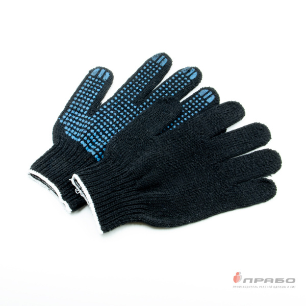 Перчатки х/б с ПВХ-покрытием "Точка" (7,5 класс) Люкс чёрные