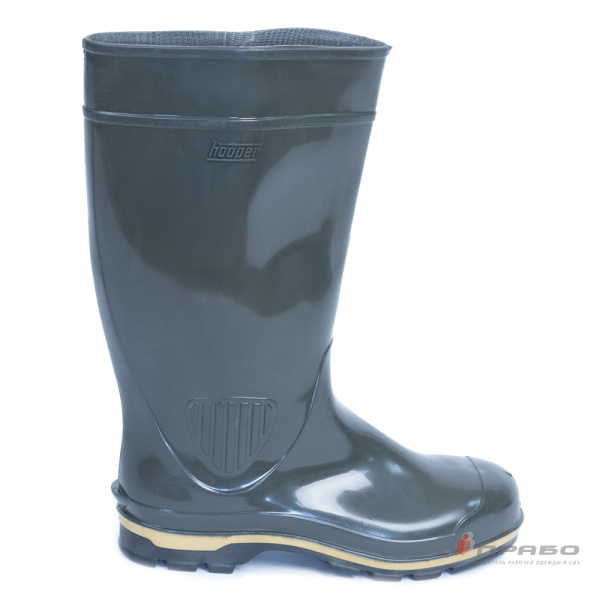 Сапоги высокие мужские ПВХ артикул ПС15с МП с трикотажным подкладом оливковый/жёлтый