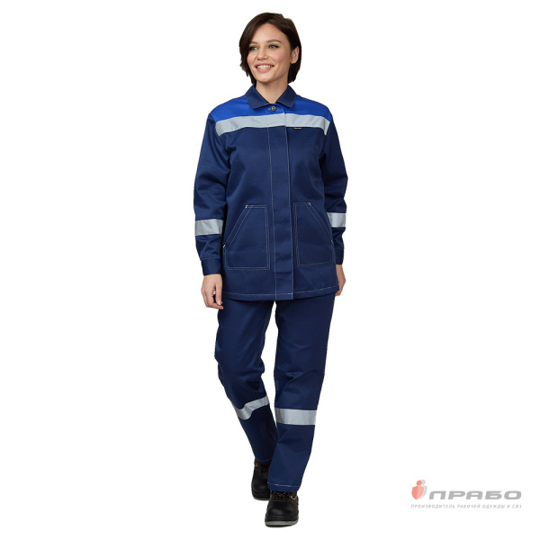 Костюм женский "Пантеон" синий/василёк (куртка и брюки)