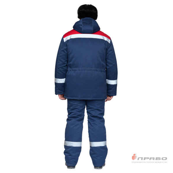 Костюм мужской утеплённый "Пантеон 2" тёмно-синий/красный (куртка и полукомбинезон)