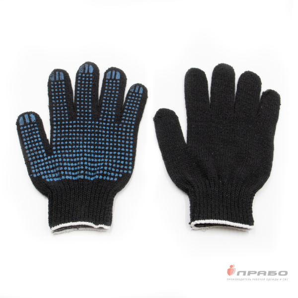 Перчатки х/б с ПВХ-покрытием "Точка" (7,5 класс) Люкс чёрные