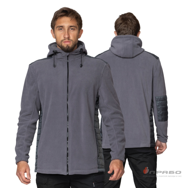 Куртка "Кеми" флисовая с капюшоном тёмно-серая