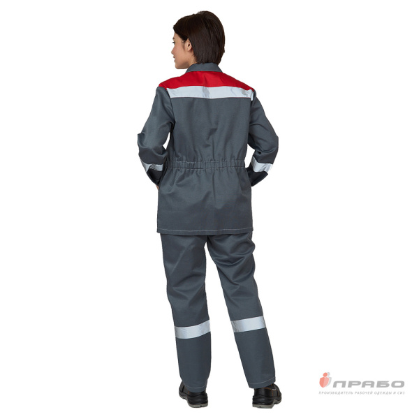 Костюм женский "Пантеон" серый/красный (куртка и брюки)