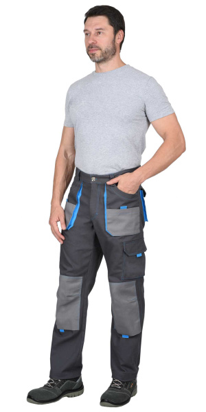 Костюм СИРИУС-ДВИН куртка, брюки т.серый со ср.серым и голубой отделкой пл. 275 г/кв.м