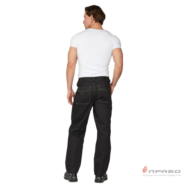 Брюки мужские "Эко-Босс" чёрные/лимонные