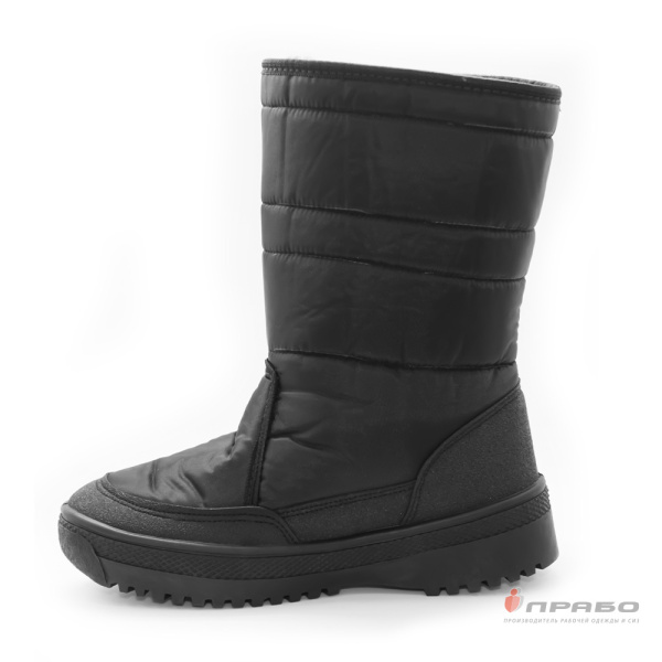 Сапоги женские "Дутики" с подошвой ПВХ и верхом из плащевой ткани чёрные