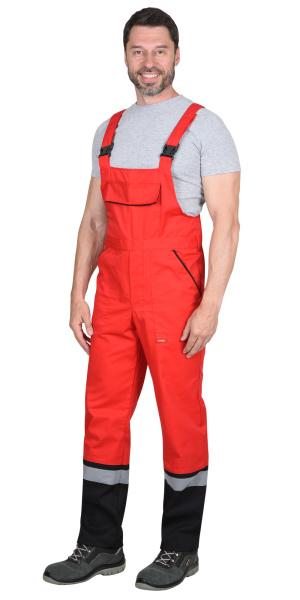 Костюм СИРИУС-МАСТЕР летний: куртка, полукомбинезон, красный с чёрной отделкой