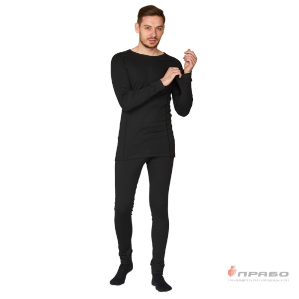 Термобельё мужское х/б однослойное чёрное (кальсоны), 270 г/м²