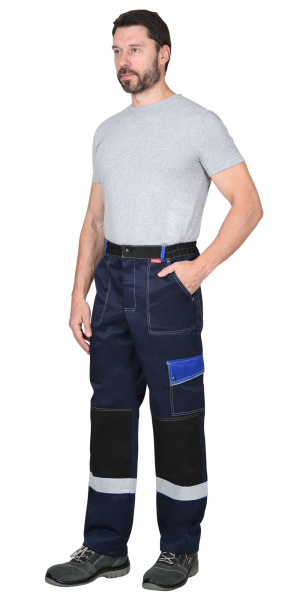 Костюм СИРИУС-ПОЛИНОМ куртка и брюки, синий с черным и васильковым, СОП