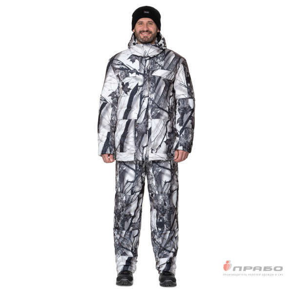 Костюм мужской утеплённый "Универсал" КМФ зимний лес (куртка и полукомбинезон)