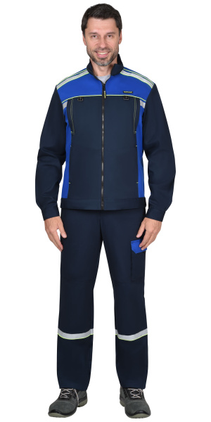 Костюм СИРИУС-ПРАКТИК-ЛЮКС-РОСС куртка, п/к т.синий с васильк. 80% х/б,  пл. 260 г/кв.м