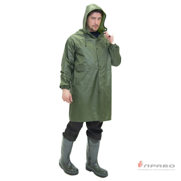 Плащ влагозащитный нейлоновый с ПВХ-покрытием зелёный