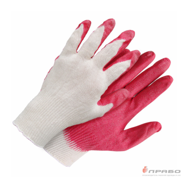 Перчатки хлопчатобумажные с одинарным латексным обливом (13 класс)