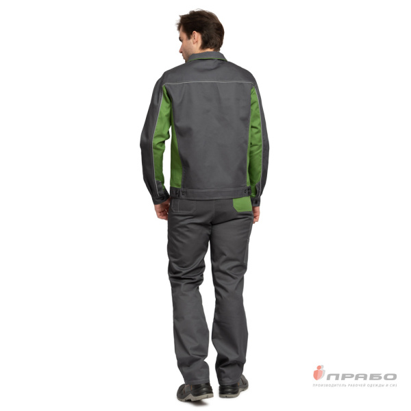Костюм мужской "Бренд 2" серый/зелёный (куртка и полукомбинезон)