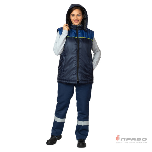 Жилет утеплённый "Сура" тёмно-синий/василёк/лимонный