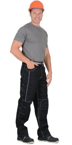 Брюки СИРИУС-ПРЕСТИЖ мужские летние черные, кант СВМ