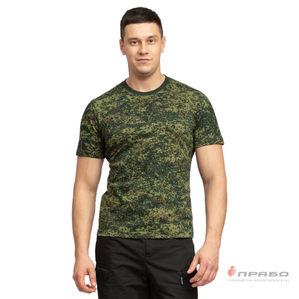 Футболка трикотажная камуфляжная пиксель зелёный