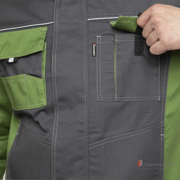 Костюм мужской "Бренд 2" серый/зелёный (куртка и полукомбинезон)