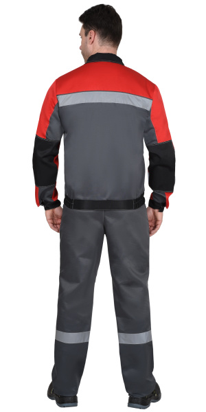 Костюм СИРИУС-ЛИГОР-2 куртка короткая, брюки, темно-серый с красным и черным, СОП