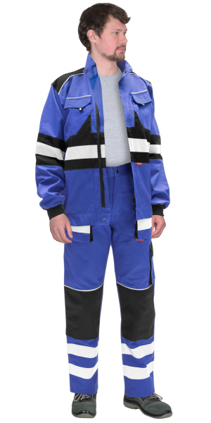 Костюм СИРИУС-ТРЭКС куртка, брюки васильковый с черным, СОП