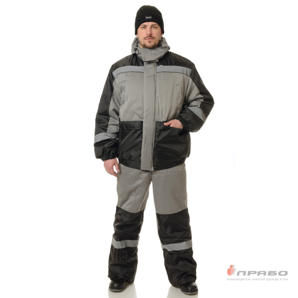 Костюм мужской утеплённый "Стайл" серый (куртка и полукомбинезон)