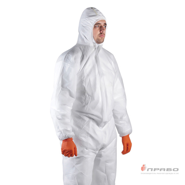 Комбинезон одноразовый защитный JPC100 белый с капюшоном (спанбонд)