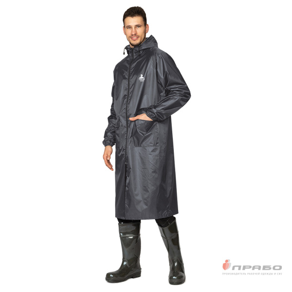 Плащ влагозащитный "Тайфун" нейлоновый с ПВХ-покрытием серый