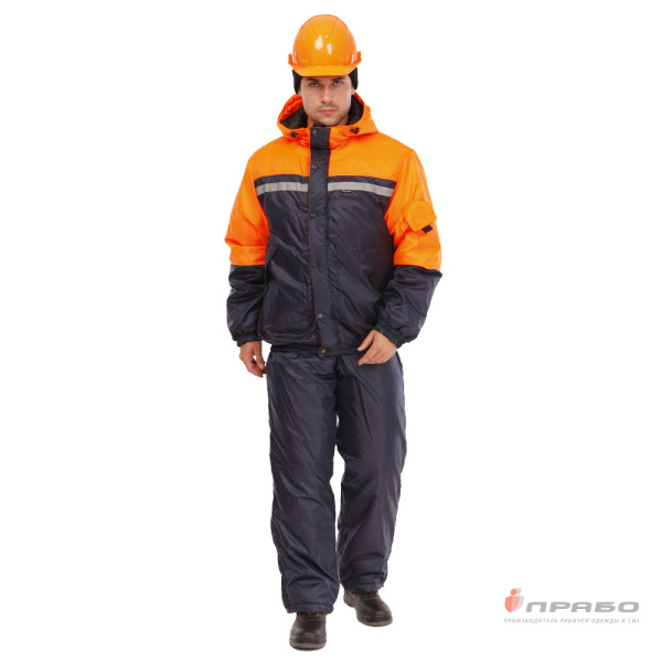 Костюм мужской утеплённый "Стимул" синий/оранжевый (куртка и полукомбинезон)