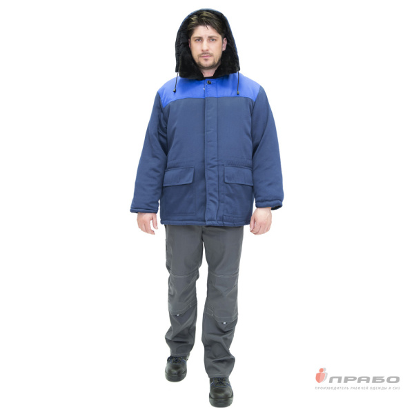 Куртка мужская утеплённая "Бригадир" с меховым воротом эконом